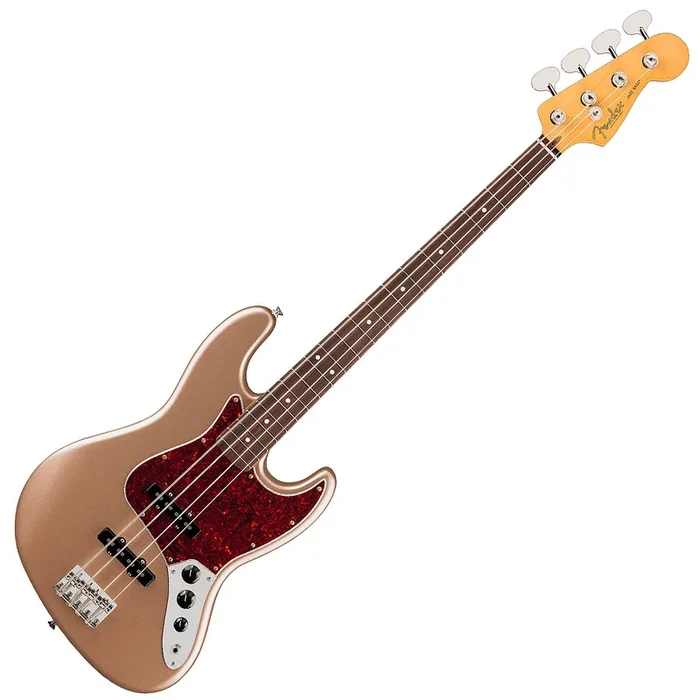 Fender American Professional Classic Jazz Electric Bass Rosewood in Faded Firemist Gold w/Deluxe Bag – 0198640384