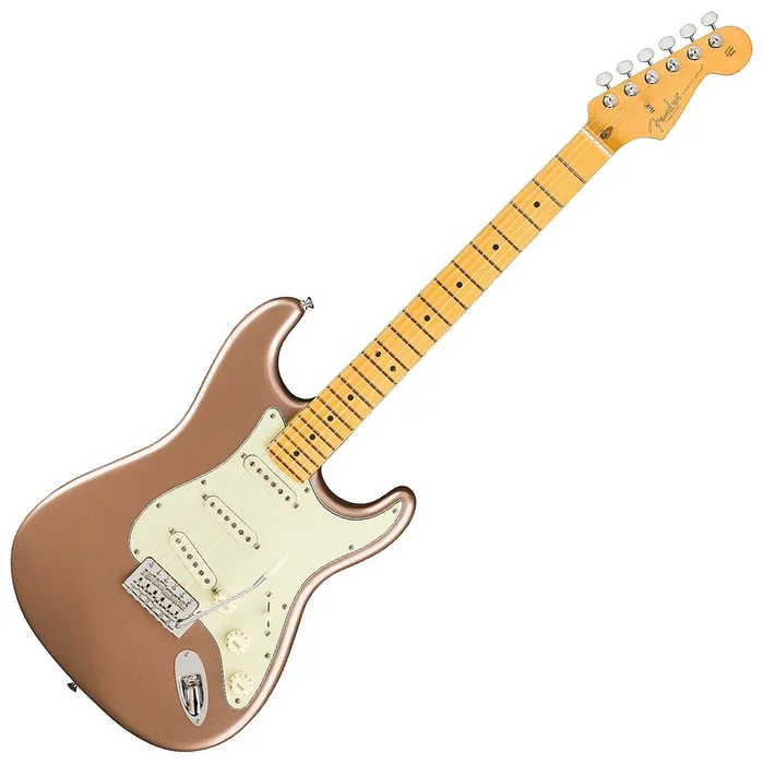 Fender American Professional Classic Stratocaster Electric Guitar Maple in Faded Firemist Gold w/Deluxe Bag – 0114942384
