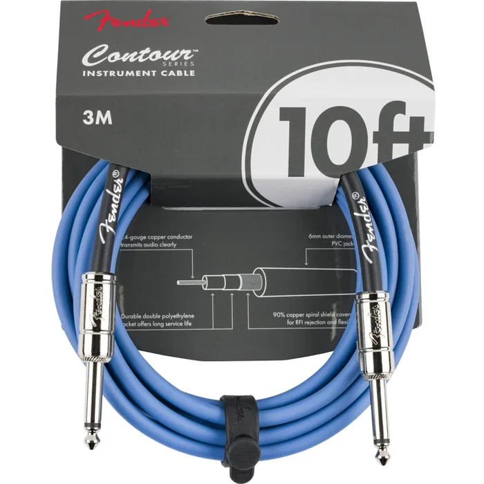 Fender Contour Series Instrument Cable, Lake Placid Blue