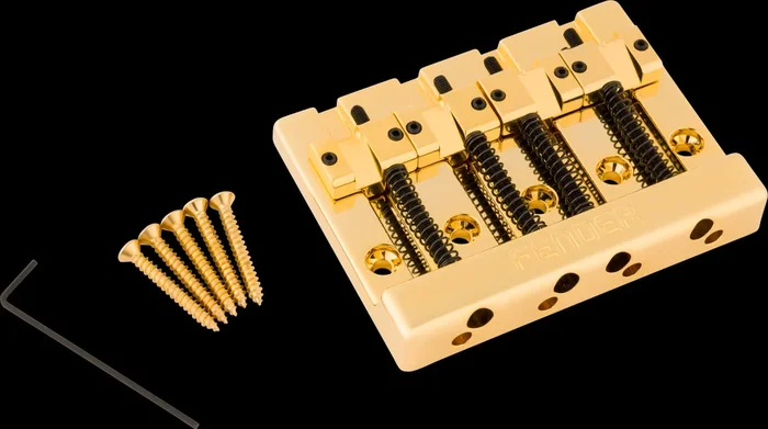 Fender HiMass 4-Str Bass Bridge Assembly w/Brass Saddles – Gold