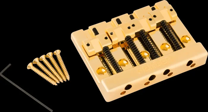 Fender HiMass 4-Str Bass Bridge Assembly w/Zinc Saddles – Gold