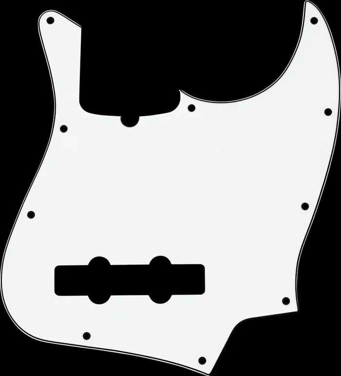 Fender Pickguard – Jazz Bass 10-Hole – White/Black/White 3-Ply (Truss Rod Notch)