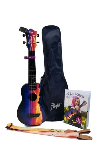 Flight TUSEE Elise Ecklund Sunset Travel Soprano Ukulele Bundle