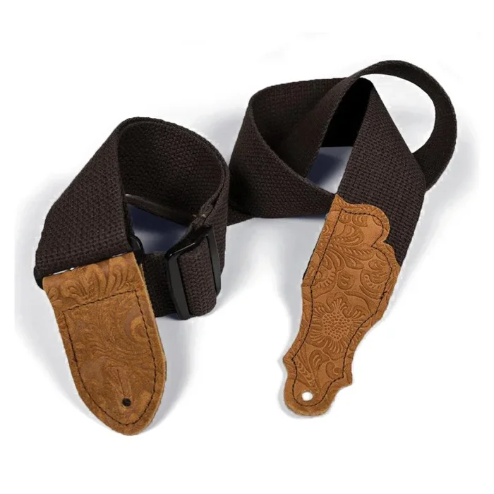 Franklin 2″ Chocolate Cotton Strap with Caramel Suede End Tab