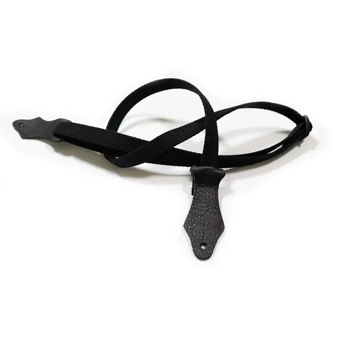 Franklin 5/8″ Black Cotton Ukulele Strap with Leather Ends – UK2-BK