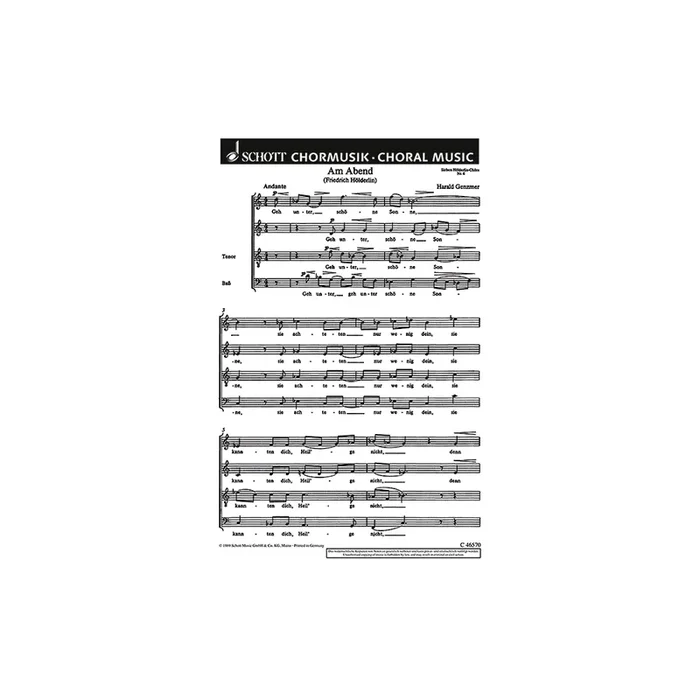 Genzmer, Harald – Sieben Hölderlin-Chöre GeWV 40