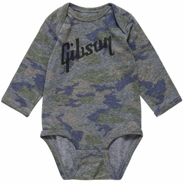 Gibson Camo Baby Onesie, 12/18M, 60% Cotton/40% Polyester, Logo Design