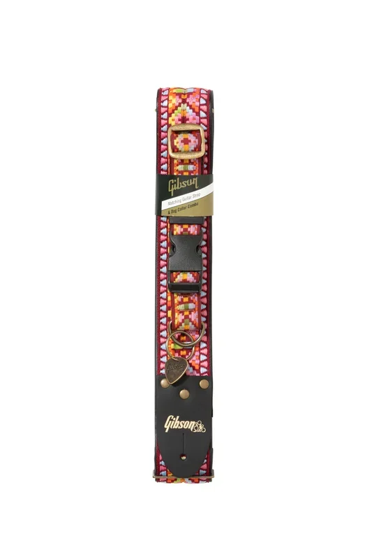 Gibson Dog Gtr Strap & Collar Set Pink Md 18-27Kg