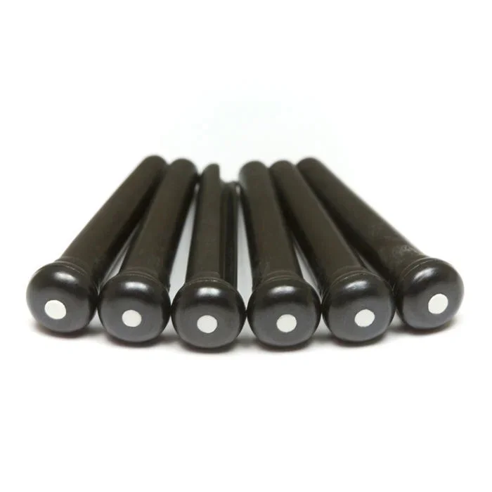 Graph Tech GTP22 Tusq Bridge Pins Set of 6 Black w’ Ivory Dot