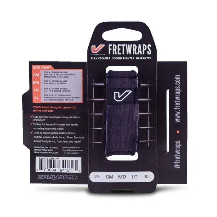 Gruv Gear FretWraps Wood “Ebony” Guitar String Muters/Dampeners 1-Pack (Medium)