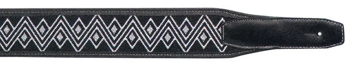 Guitar Strap – XTR 2.5 Inch Leather Classic Weave Black & White Zig-zag