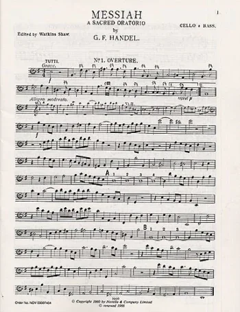 Handel : Messiah Cello & Bass (Edited By Watkins Shaw) (Novello)