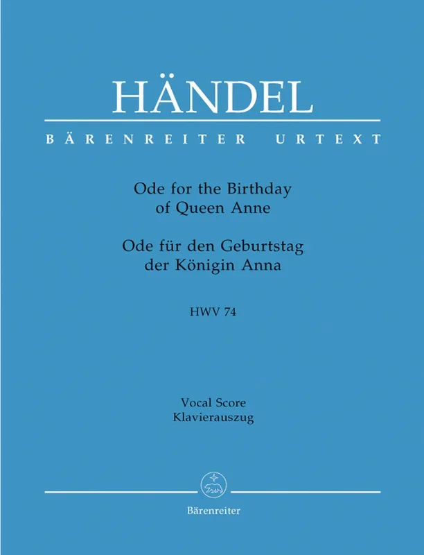 Handel: Ode from Birthday Queen Anne – Vocal Score