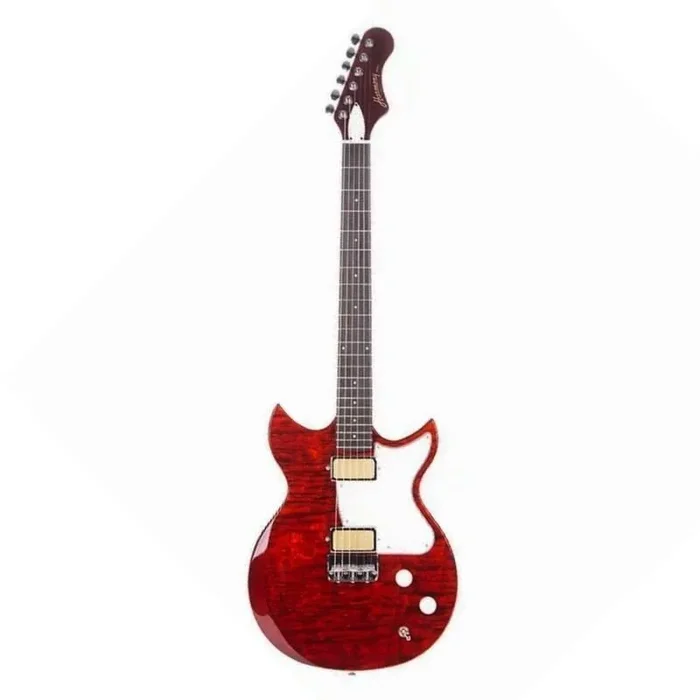 Harmony Standard Series Rebel Electric Guitar with Flame Maple Top in Transparent Red