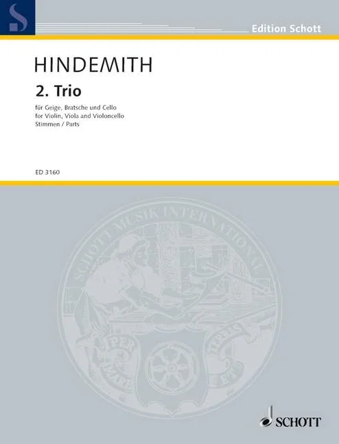 Hindemith, Paul : Hindemith, Paul : 2. Trio, for violin, viola and cello – violin, viola and cello – Schott Digital