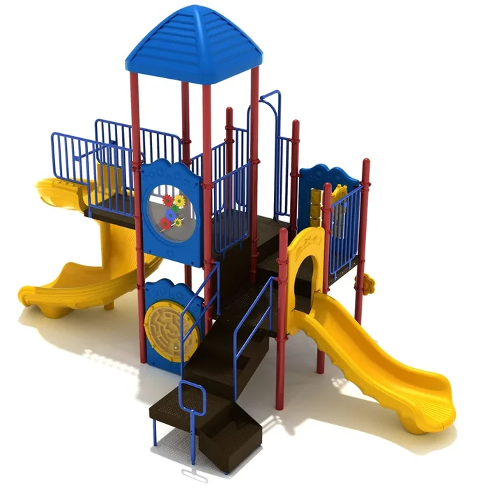 Hoosier Nest Multi-Slide Playground Set | Spiral Slide, Activity Panels & Ball Maze for Ages 2–12