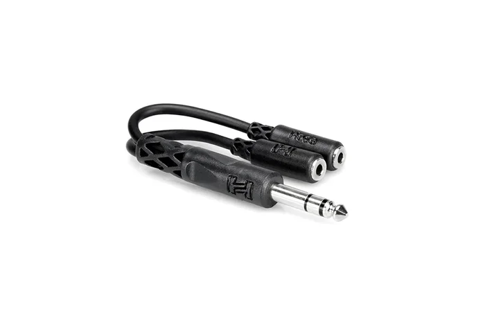 Hosa Y Cable, 1/4 in TRS to Dual 3.5 mm TRSF
