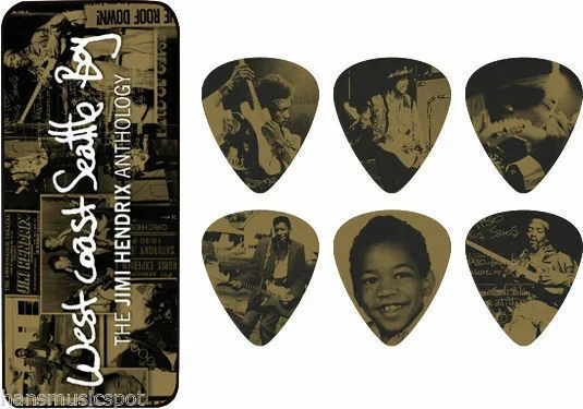 Jim Dunlop Jimi Hendrix West Coast Seattle Boy Guitar Pick Tin 12 Picks