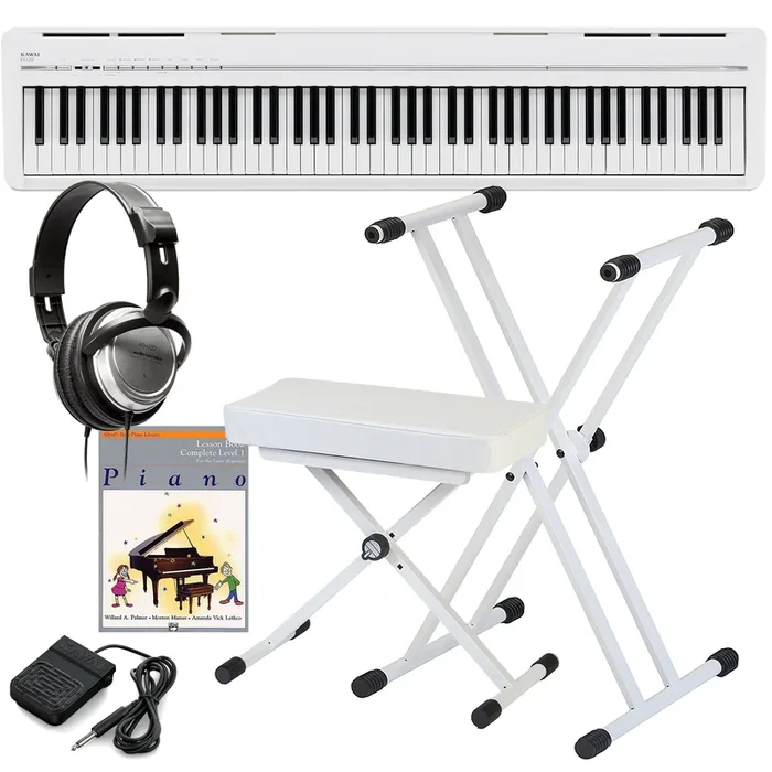 Kawai ES120 Portable Digital Piano – White KEY ESSENTIALS BUNDLE