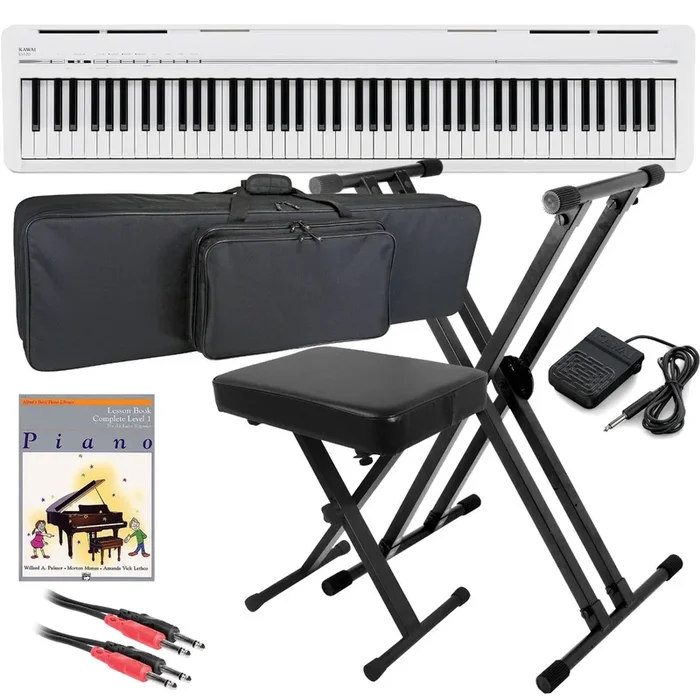 Kawai ES120 Portable Digital Piano – White STAGE ESSENTIALS BUNDLE