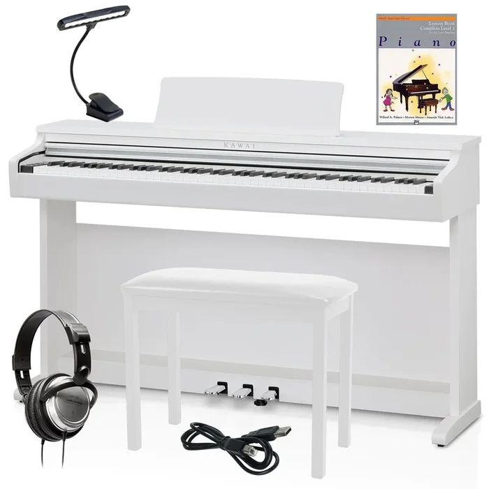 Kawai KDP120 Digital Piano – White COMPLETE HOME BUNDLE