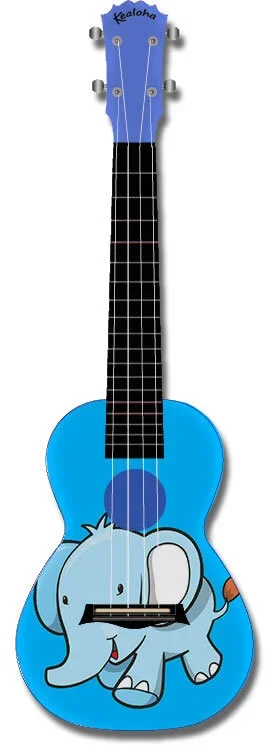 Kealoha “Blue Elephant” Design Concert Ukulele with Blue ABS Resin Body