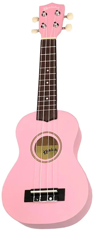 Kealoha Wooden Coloured Series Soprano Ukulele with Bag in Pink Finish