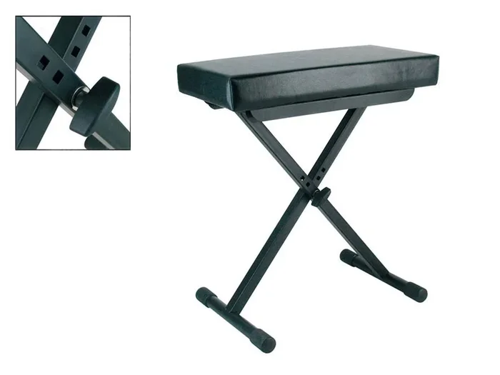 Keyboard bench, X-model, black, leather look seat (51×25 cm.)