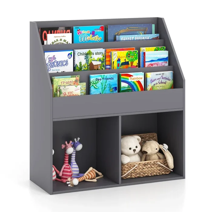 Kids Wooden Bookshelf Bookcase Children Toy Storage Cabinet Organizer