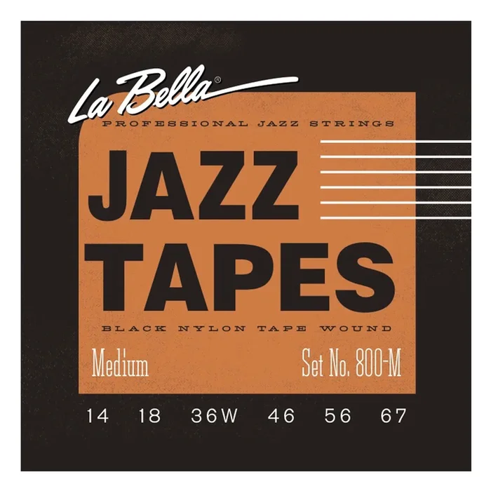 La Bella 800M 14-67 Medium Black Nylon Tape Wound Electric Strings