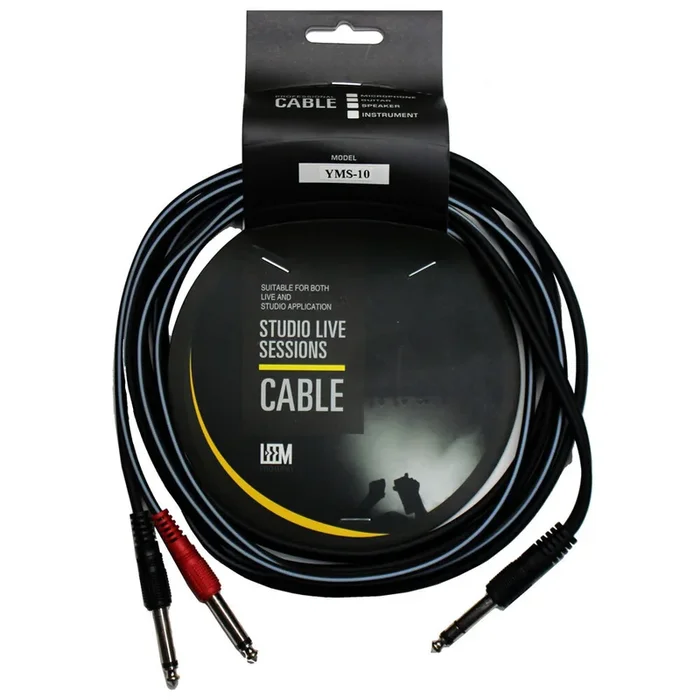Leem 10ft Y-Cable (1/4″ Straight TRS – 2 x 1/4″ Straight TS)