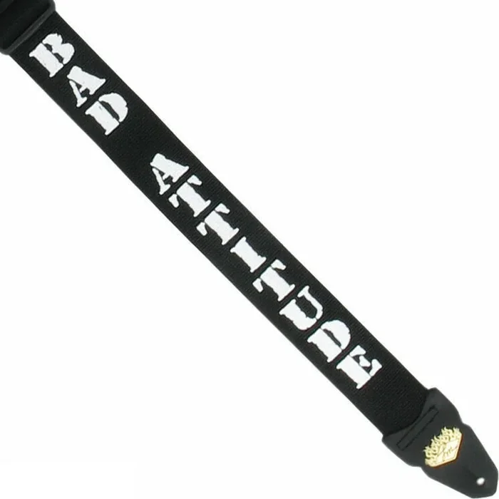 LM – 2 Inch Poly Guitar Strap, Black With White ‘Bad Attitude’ Design *NEW*