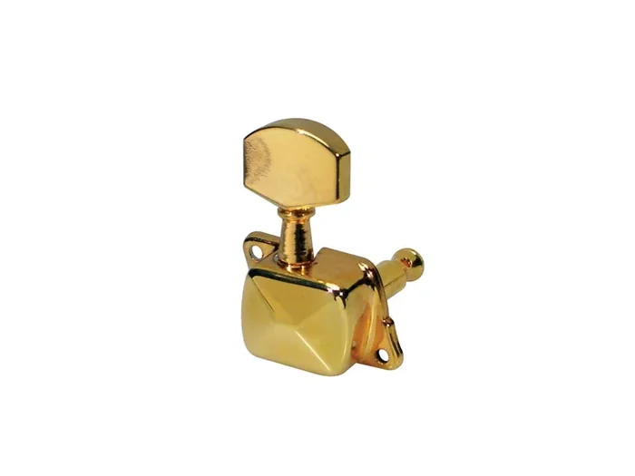 Machine heads for guitar, metal shaft, 3x left+3x right, metal buttons, with cover, gold