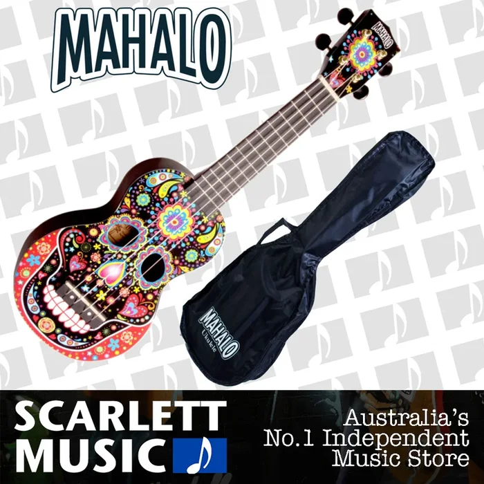 Mahalo Art Series Day of the Dead Soprano Ukulele ( SKBK ) w/Gigbag