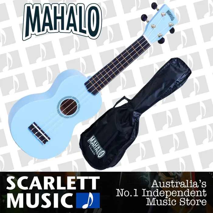 MAHALO Light Blue Soprano Uke Ukulele MR1-LBU – w/FREE Gigbag.