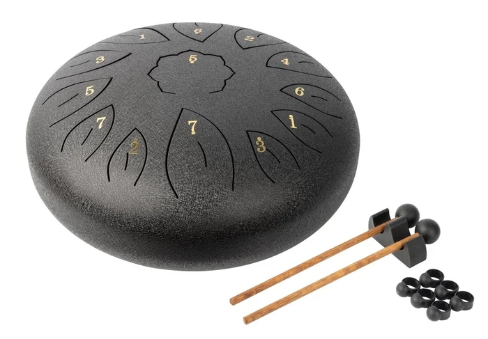 MANO PERCUSSION Black 12″ Tongue Drum. Black.