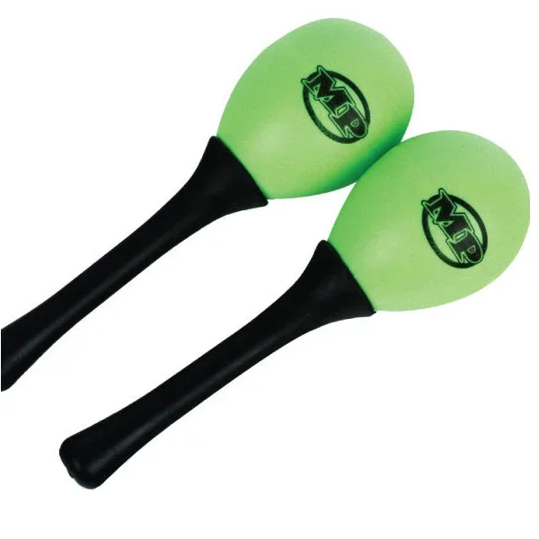 MANO PERCUSSION Maracas Egg Shaped w/ Black Plastic Handle, Green & 35g, Pair