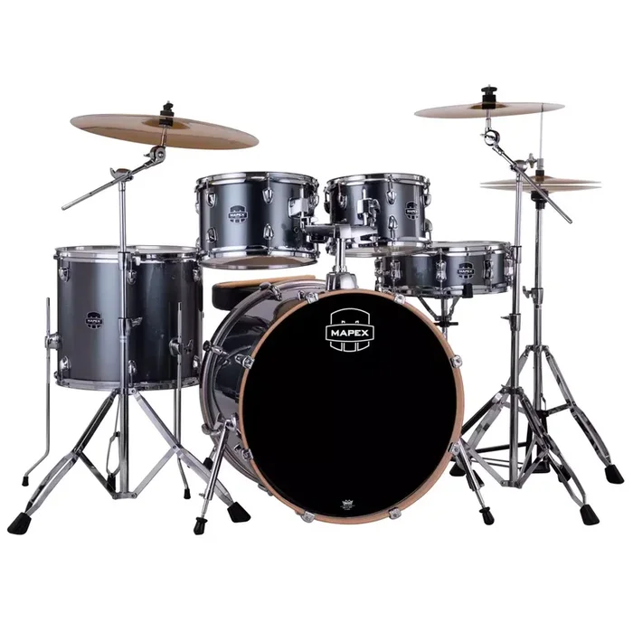 Mapex Venus 5 Piece Rock Drum Set in Steel Blue Metallic w/Throne Cymbals & Hardware Pack – MPXVE5295FTCVC