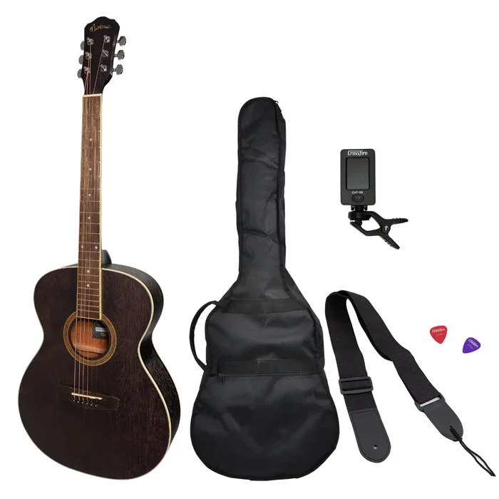 Martinez ’41 Series’ Folk Size Acoustic Guitar Pack (Black)