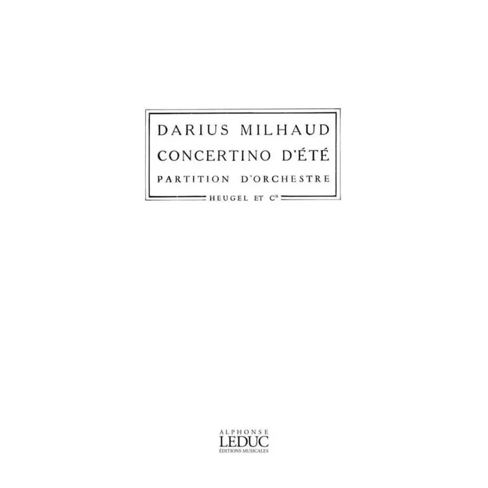 Milhaud, Darius – Concertino D’Ete-Alto/9 Instr