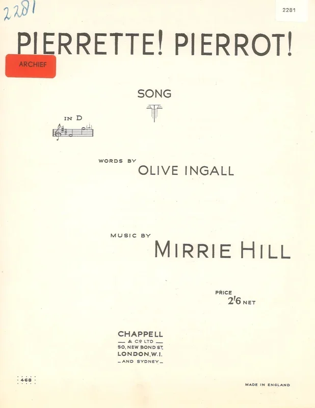 Mirrie Hill : Mirrie Hill : Pierrette ! Pierrot ! – Piano, Voice – Faber Digital