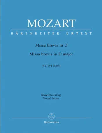 Mozart : Missa Brevis In D Kv194: Vocal Score (Barenreiter)