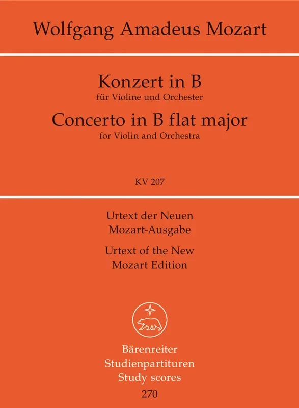 Mozart: Violin Concerto No 1 B Flat – Study Score