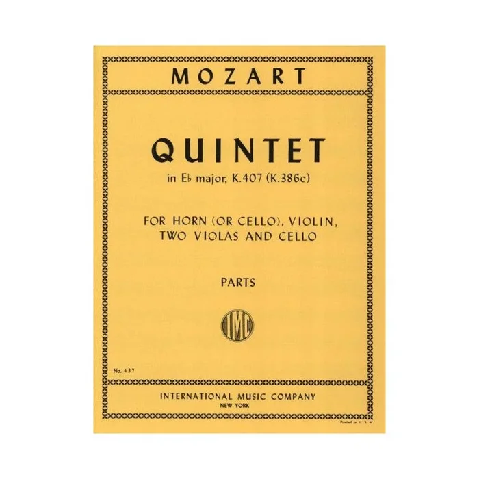 Mozart, Wolfgang Amadeus – Quintet in Eb major KV 407 (386c)