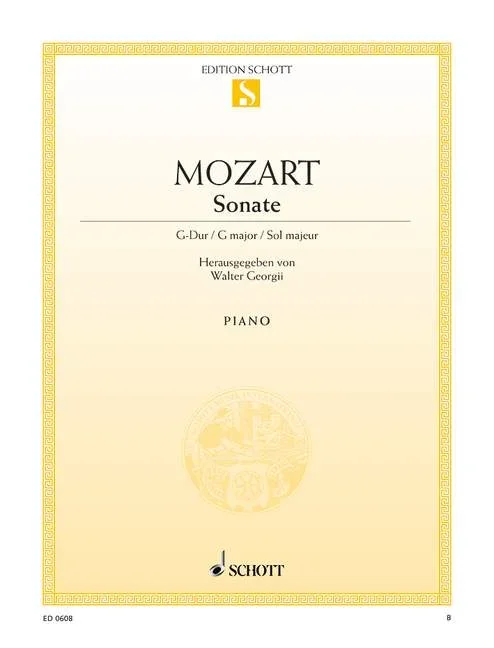 Mozart, Wolfgang Amadeus : Mozart, Wolfgang Amadeus : Sonata G major, – piano – Schott Digital