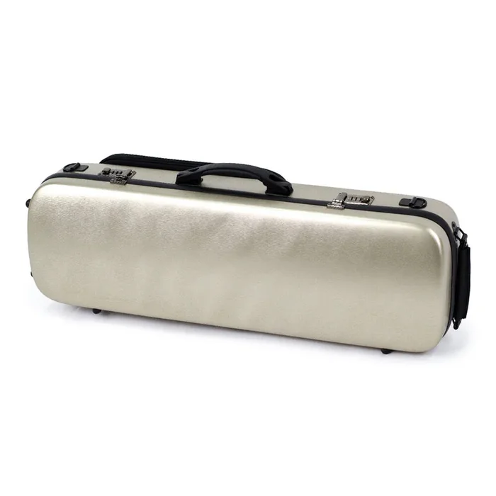 Oblong Violin Case – HQ Polycarbonate – Brown Champagne – 4 Bow Holders – External Music Bag Included – Lightweight Design