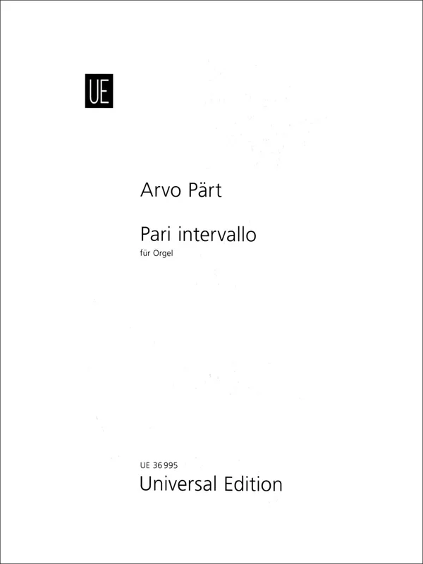 Pärt: Pari Intervallo (for organ)