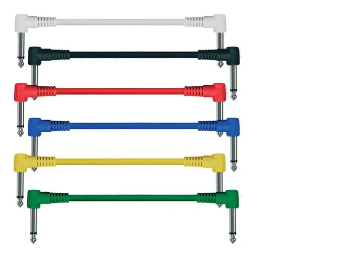 Patch cables, mono, 6-pack, 6 colors, moulded angled jacks, 0.30 meter