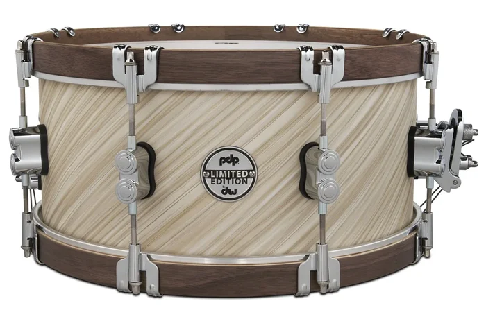 PDP Limited Edition Twisted Ivory with Walnut Hoops Snare – 6.5×14