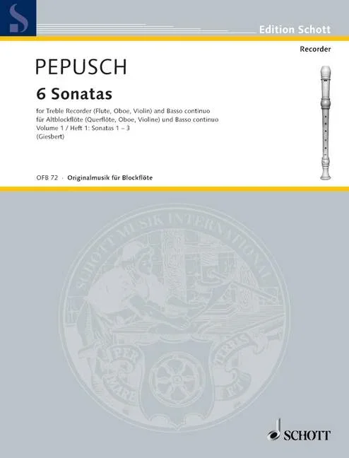 Pepusch, John Christopher : Pepusch, John Christopher : 6 Sonatas, – treble recorder (flute, violin, oboe) and basso continuo;